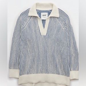 Aerie sugar rush chenille sweater in marbled blue